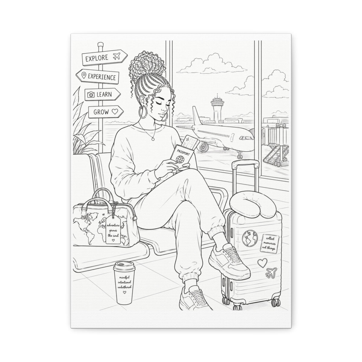 Wander with Purpose (Loc Bun) | Paint & Sip Canvas