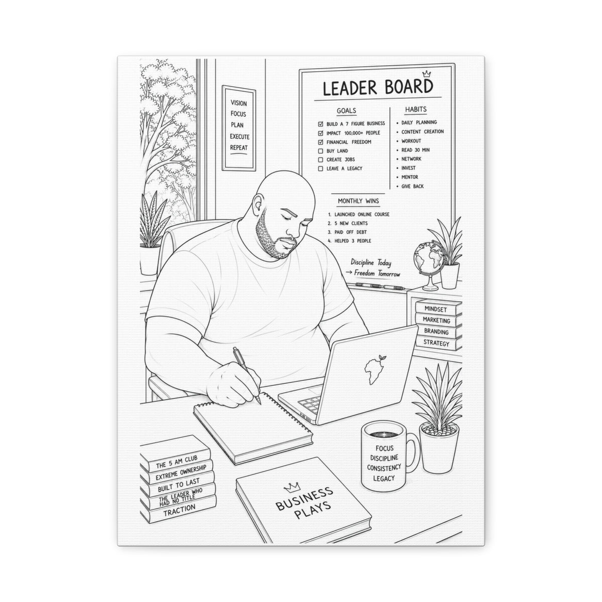 Blueprints & Big Dreams (Bald Plus) | Paint & Sip Canvas