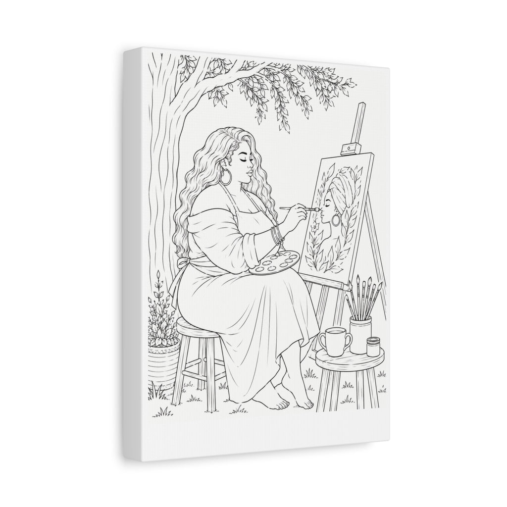 Artist Under the Tree (Side Part Plus) | Paint & Sip Canvas