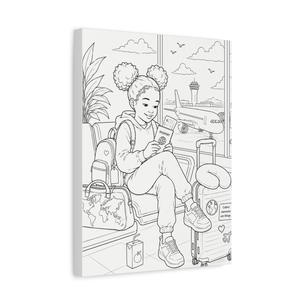 Big World, Little Explorer (Girl, Afro Puffs) | Paint Canvas