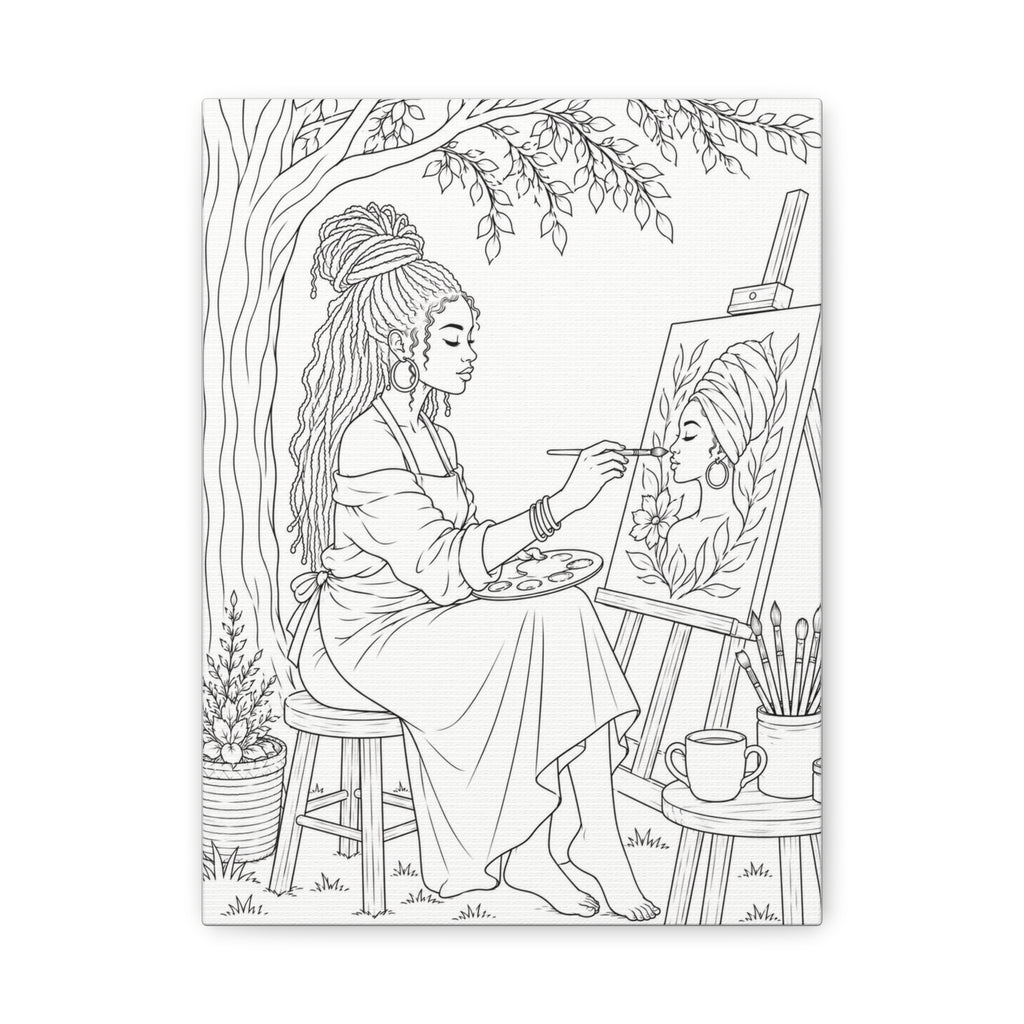 Artist Under the Tree (Braids) | Paint & Sip Canvas