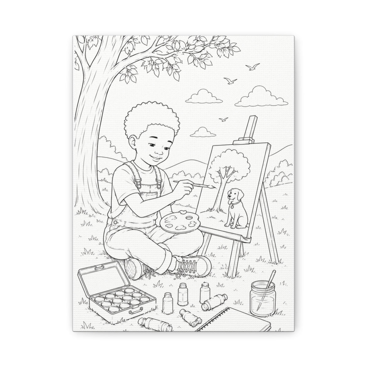 Little Sprout Artist (Boy, Afro)| Paint Canvas