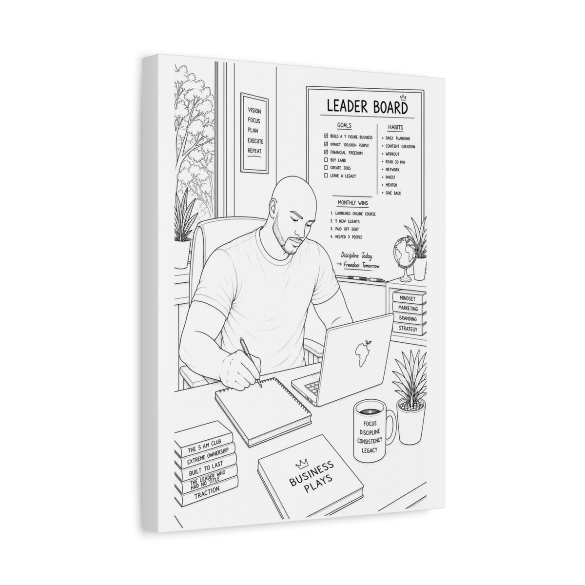 Blueprints & Big Dreams (Bald) | Paint & Sip Canvas