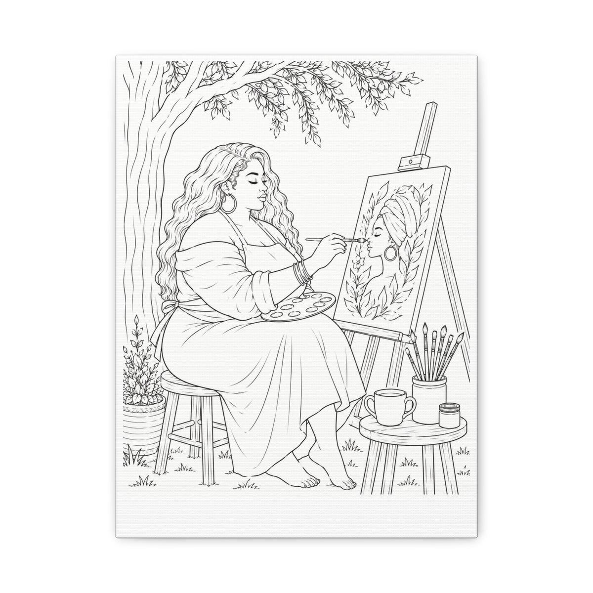 Artist Under the Tree (Side Part Plus) | Paint & Sip Canvas