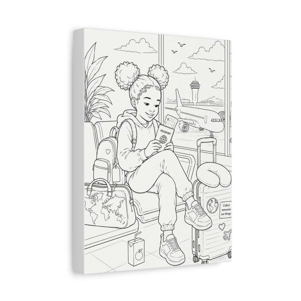 Big World, Little Explorer (Girl, Afro Puffs) | Paint Canvas