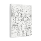 Big World, Little Explorer (Girl, Afro Puffs) | Paint Canvas