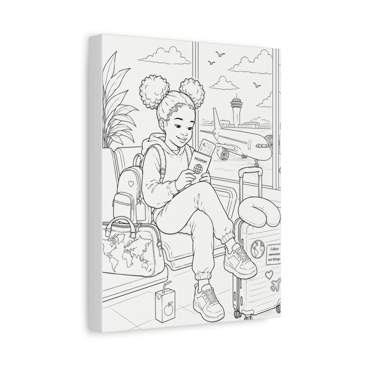 Big World, Little Explorer (Girl, Afro Puffs) | Paint Canvas