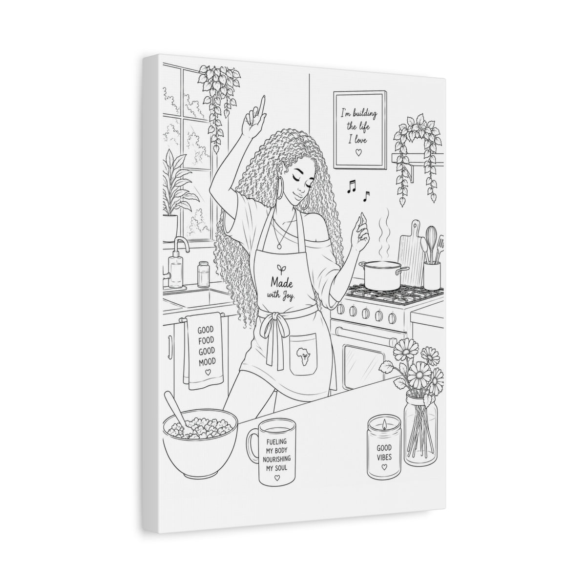 Good Vibes in the Kitchen (Curly Long) | Paint & Sip Canvas