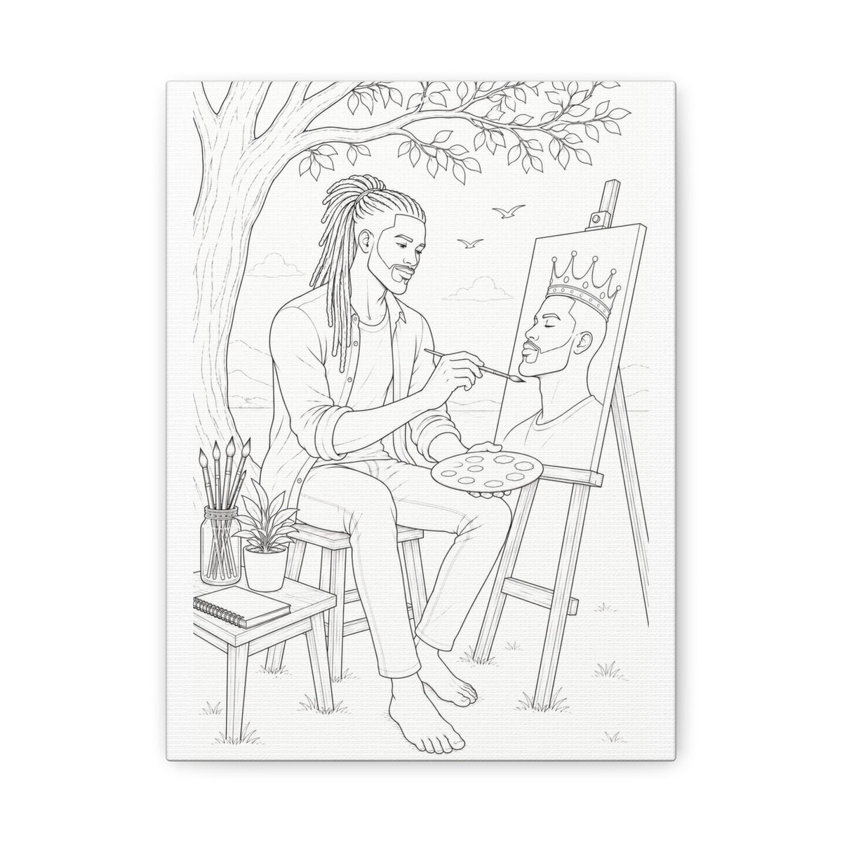 The Artist's Retreat (Locs) | Paint & Sip Canvas