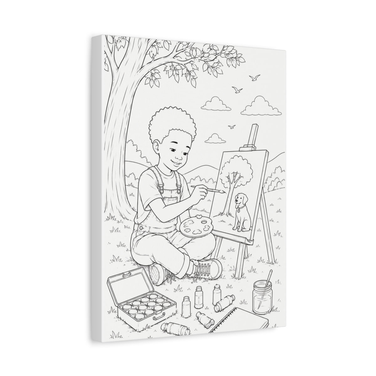 Little Sprout Artist (Boy, Afro)| Paint Canvas
