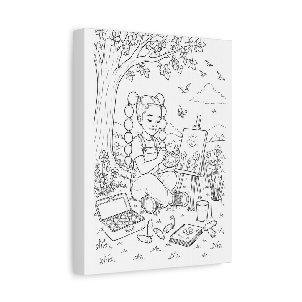 Little Sprout Artist (Girl, Space Puffs)| Paint Canvas