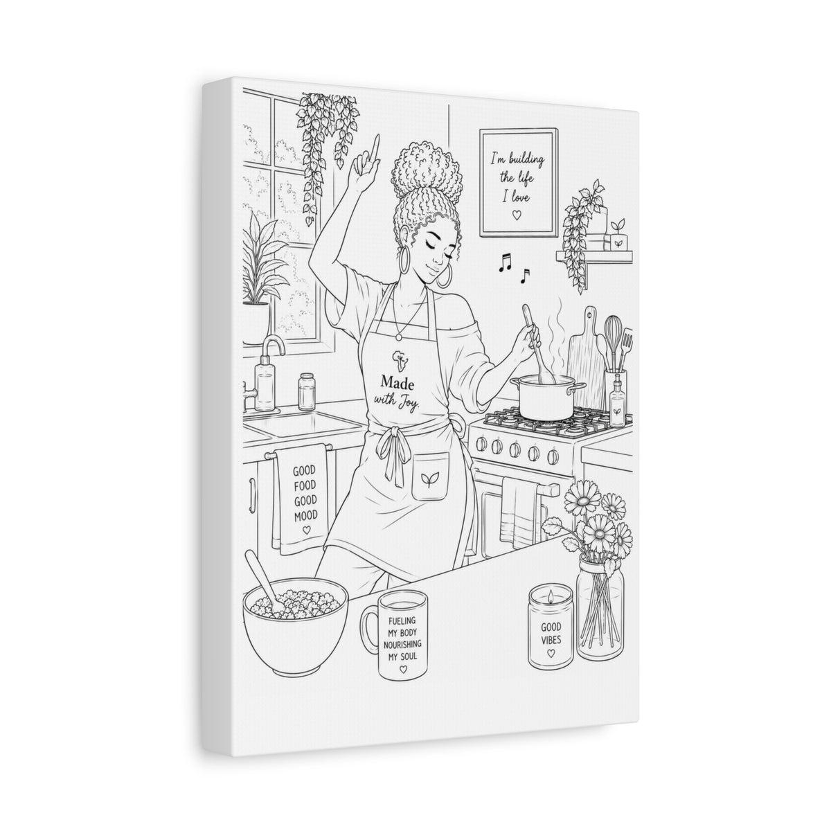 Good Vibes in the Kitchen (Fluffy Bun) | Paint & Sip Canvas