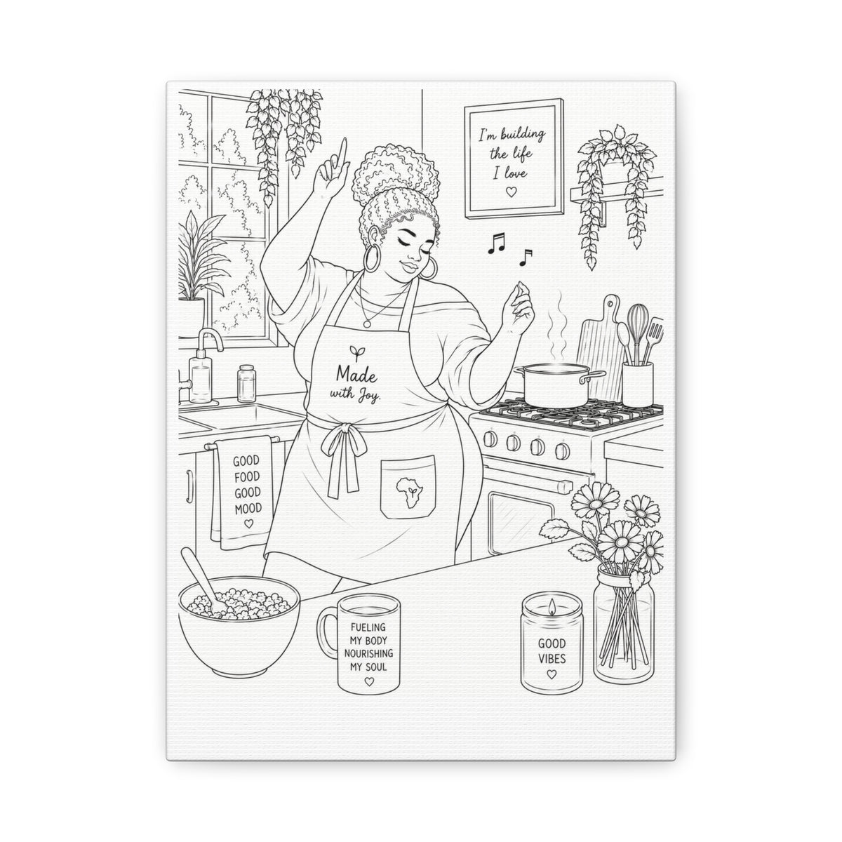 Good Vibes in the Kitchen (Fluffy Bun Plus) | Paint & Sip Canvas