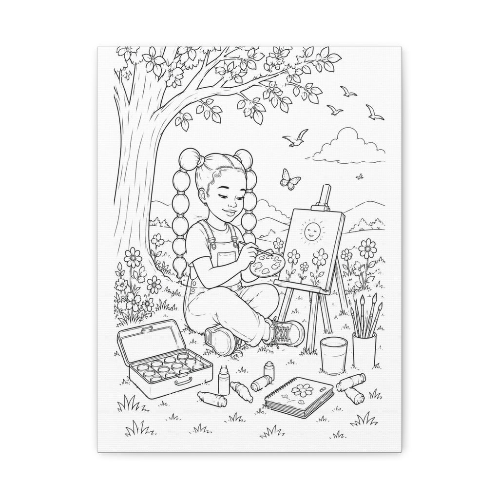Little Sprout Artist (Girl, Space Puffs)| Paint Canvas