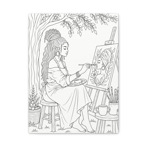 Artist Under the Tree (Braids) | Paint & Sip Canvas