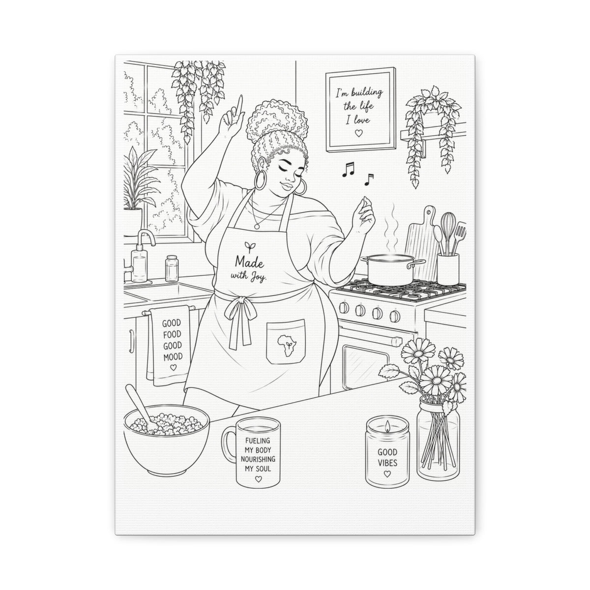 Good Vibes in the Kitchen (Fluffy Bun Plus) | Paint & Sip Canvas