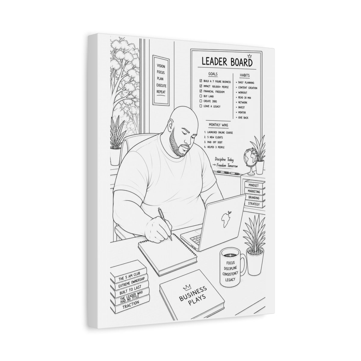 Blueprints & Big Dreams (Bald Plus) | Paint & Sip Canvas