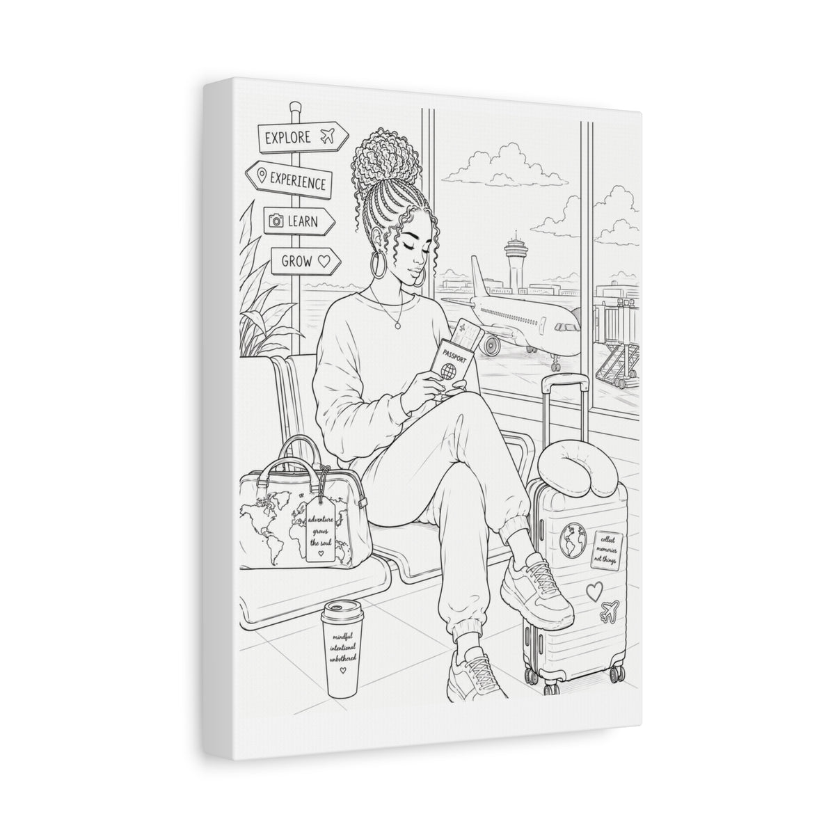 Wander with Purpose (Loc Bun) | Paint & Sip Canvas