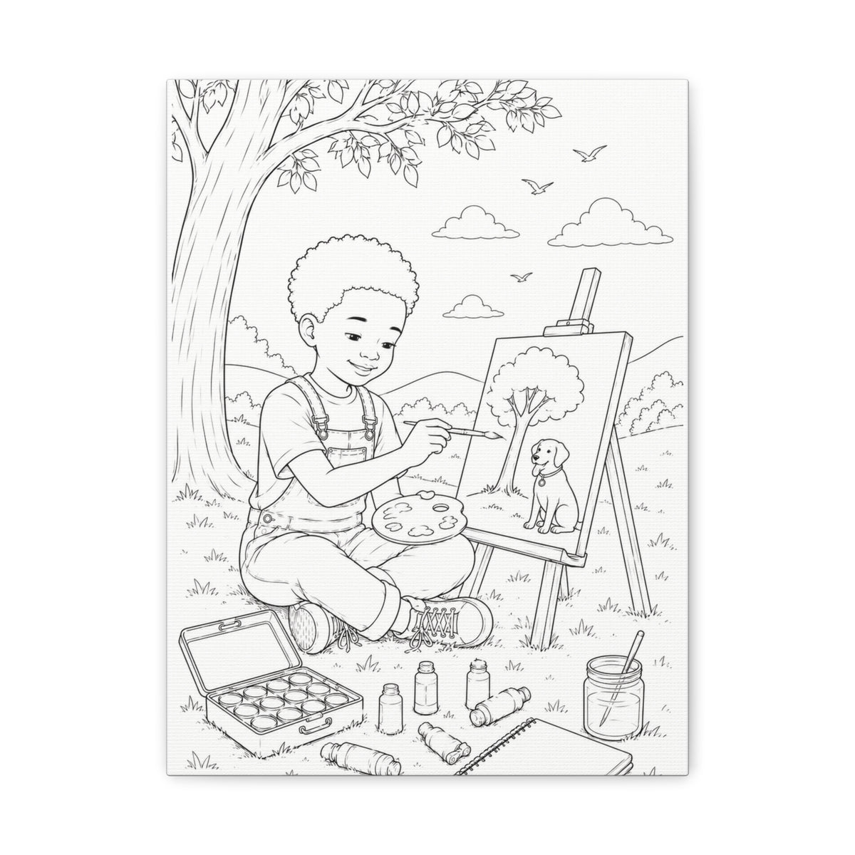 Little Sprout Artist (Boy, Afro)| Paint Canvas
