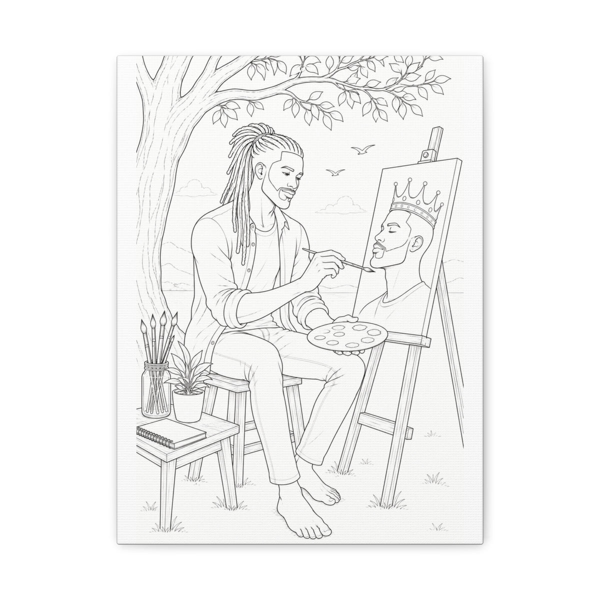 The Artist's Retreat (Locs) | Paint & Sip Canvas