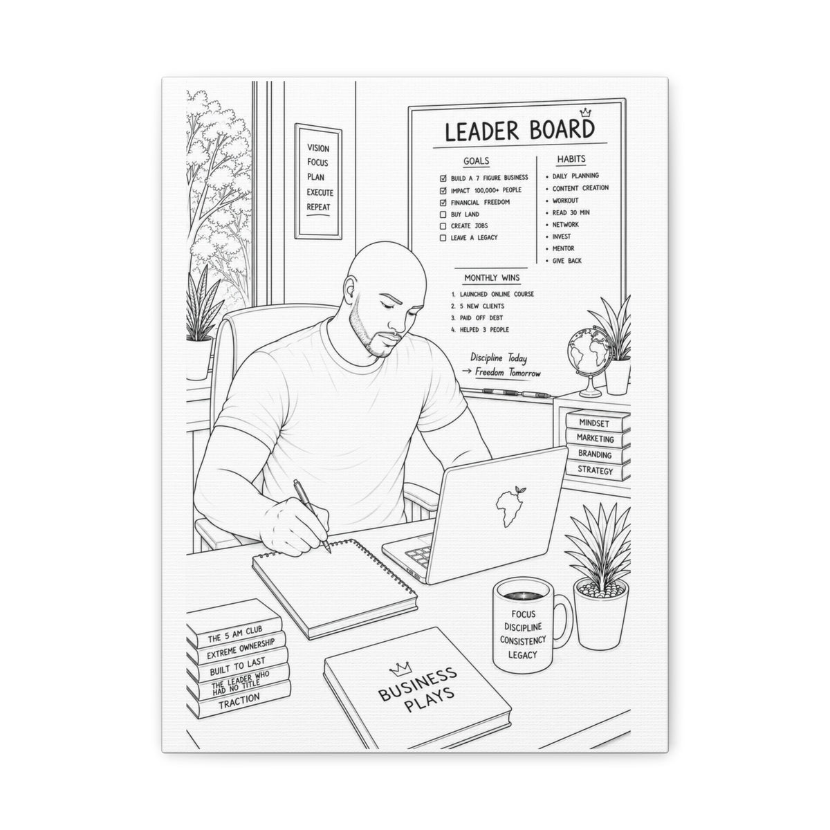 Blueprints & Big Dreams (Bald) | Paint & Sip Canvas