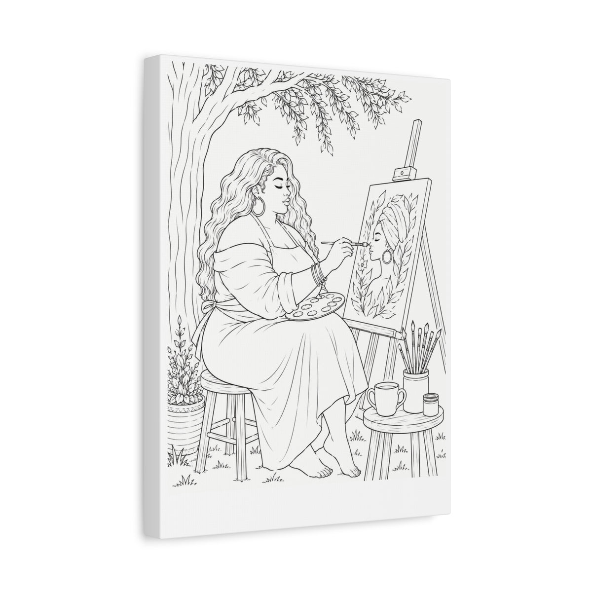 Artist Under the Tree (Side Part Plus) | Paint & Sip Canvas