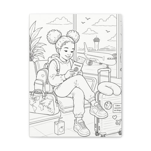 Big World, Little Explorer (Girl, Afro Puffs) | Paint Canvas