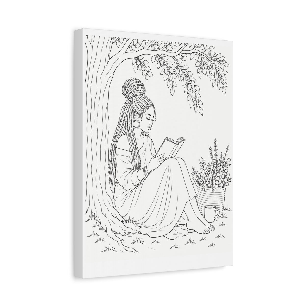 Lost in a Good Book (Locs) | Paint & Sip Canvas