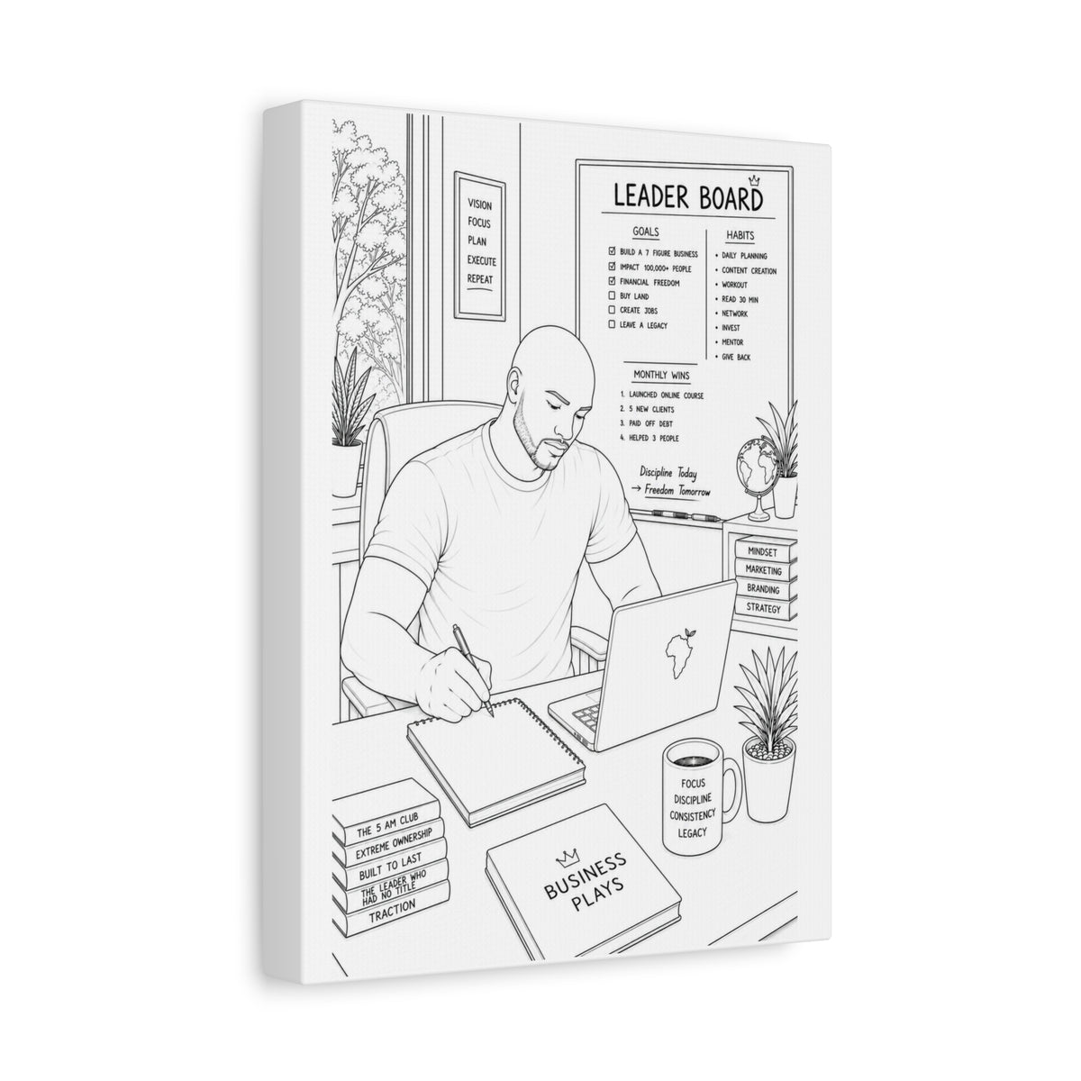 Blueprints & Big Dreams (Bald) | Paint & Sip Canvas